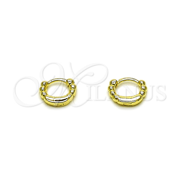 Gold Filled Hoop Earrings — Huggie Hoop Ball Design Polished 02. — main product view — SKU 163158 | Oro Laminado aretes de aro — Huggie Hoop Ball diseño pulido 02. — SKU 163158