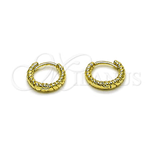 Gold Filled Hoop Earrings — Huggie Hoop Twist Design Polished 02. — main product view — SKU 163159 | Oro Laminado aretes de aro — Huggie Hoop Twist diseño pulido 02. — SKU 163159