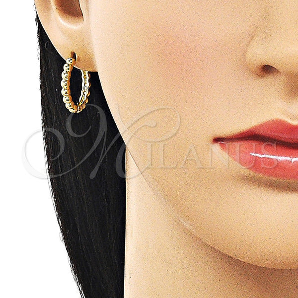 Gold Filled Hoop Earrings — Huggie Hoop Ball Design Polished 02. — alternate product view — SKU 163160 | Oro Laminado aretes de aro — Huggie Hoop Ball diseño pulido 02. — SKU 163160