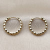 Oro Laminado Huggie Hoop, Gold Filled Style Ball Design, Polished, Golden Finish, 02.213.0894.20
