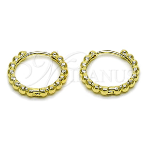 Gold Filled Hoop Earrings — Huggie Hoop Ball Design Polished 02. — main product view — SKU 163160 | Oro Laminado aretes de aro — Huggie Hoop Ball diseño pulido 02. — SKU 163160