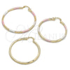 Oro Laminado Large Hoop, Gold Filled Style Hollow Design, Diamond Cutting Finish, Tricolor, 02.213.0243.50