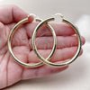 Oro Laminado Large Hoop, Gold Filled Style Hollow Design, Diamond Cutting Finish, Golden Finish, 02.213.0755.60