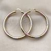 Oro Laminado Large Hoop, Gold Filled Style Hollow Design, Diamond Cutting Finish, Tricolor, 02.213.0755.1.60