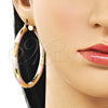 Oro Laminado Large Hoop, Gold Filled Style Hollow Design, Diamond Cutting Finish, Tricolor, 02.213.0755.1.60