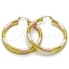 Oro Laminado Large Hoop, Gold Filled Style Hollow Design, Diamond Cutting Finish, Tricolor, 02.170.0309.1.50