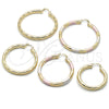 Oro Laminado Large Hoop, Gold Filled Style Hollow Design, Diamond Cutting Finish, Tricolor, 02.170.0309.1.50