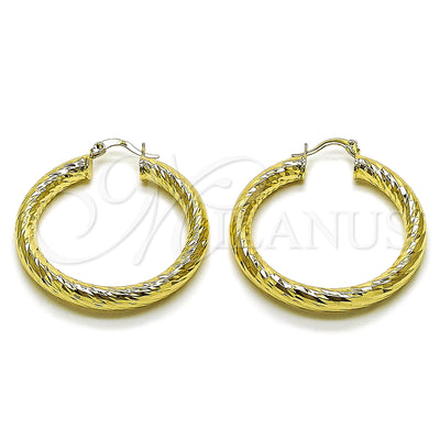 Gold Filled Hoop Earrings — Medium Hoop Hollow Design Diamond Cutting 02. for wholesale, main product view