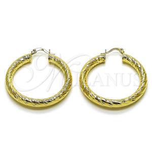 Gold Filled Hoop Earrings — Medium Hoop Hollow Design Diamond Cutting 02. — main product view — SKU 163170 | Oro Laminado aretes de aro — Medium Hoop Hollow diseño Diamond Cutting 02. — SKU 163170