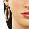 Oro Laminado Large Hoop, Gold Filled Style Hollow Design, Diamond Cutting Finish, Golden Finish, 02.213.0311.50