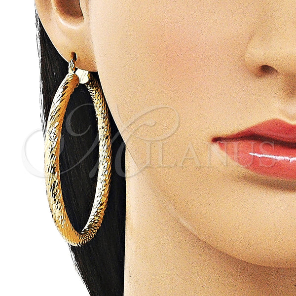 Gold Filled Hoop Earrings — Large Hoop Hollow Design Diamond Cutting 02. — alternate product view — SKU 163172 | Oro Laminado aretes de aro — Large Hoop Hollow diseño Diamond Cutting 02. — SKU 163172