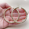 Oro Laminado Large Hoop, Gold Filled Style Hollow Design, Diamond Cutting Finish, Golden Finish, 02.213.0311.60