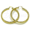 Oro Laminado Large Hoop, Gold Filled Style Hollow Design, Diamond Cutting Finish, Golden Finish, 02.213.0311.60