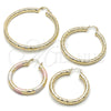 Oro Laminado Large Hoop, Gold Filled Style Hollow Design, Diamond Cutting Finish, Golden Finish, 02.213.0311.60
