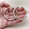 Oro Laminado Large Hoop, Gold Filled Style Hollow Design, Diamond Cutting Finish, Tricolor, 02.213.0310.1.50