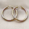 Oro Laminado Large Hoop, Gold Filled Style Hollow Design, Diamond Cutting Finish, Tricolor, 02.213.0310.1.50