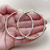 Oro Laminado Large Hoop, Gold Filled Style Hollow Design, Diamond Cutting Finish, Tricolor, 02.213.0152.1.60
