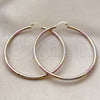 Oro Laminado Large Hoop, Gold Filled Style Hollow Design, Diamond Cutting Finish, Tricolor, 02.213.0152.1.60
