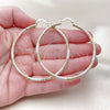 Oro Laminado Large Hoop, Gold Filled Style Hollow Design, Diamond Cutting Finish, Tricolor, 02.213.0154.1.60