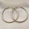 Oro Laminado Large Hoop, Gold Filled Style Hollow Design, Diamond Cutting Finish, Golden Finish, 02.213.0259.1.50