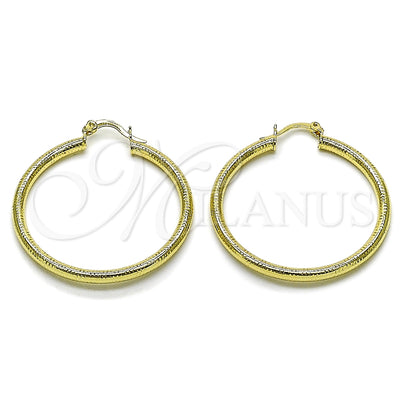 Oro Laminado Medium Hoop, Gold Filled Style Hollow Design, Diamond Cutting Finish, Golden Finish, 02.213.0881.40 for wholesale, main product view