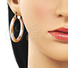 Oro Laminado Medium Hoop, Gold Filled Style Hollow Design, Diamond Cutting Finish, Tricolor, 02.213.0882.40