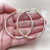 Oro Laminado Large Hoop, Gold Filled Style Hollow Design, Diamond Cutting Finish, Tricolor, 02.213.0254.60