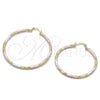 Oro Laminado Large Hoop, Gold Filled Style Hollow Design, Diamond Cutting Finish, Tricolor, 02.213.0254.60