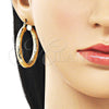 Oro Laminado Large Hoop, Gold Filled Style Hollow Design, Diamond Cutting Finish, Golden Finish, 02.170.0311.40