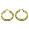Oro Laminado Large Hoop, Gold Filled Style Hollow Design, Diamond Cutting Finish, Golden Finish, 02.170.0311.40
