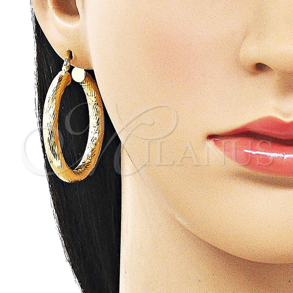 Gold Filled Hoop Earrings — Large Hoop Hollow Design Diamond Cutting 02. — alternate product view — SKU 163186 | Oro Laminado aretes de aro — Large Hoop Hollow diseño Diamond Cutting 02. — SKU 163186