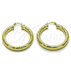 Oro Laminado Large Hoop, Gold Filled Style Hollow Design, Diamond Cutting Finish, Golden Finish, 02.170.0311.40