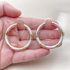 Oro Laminado Large Hoop, Gold Filled Style Hollow Design, Diamond Cutting Finish, Tricolor, 02.170.0311.1.40