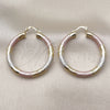 Oro Laminado Large Hoop, Gold Filled Style Hollow Design, Diamond Cutting Finish, Tricolor, 02.170.0311.1.40