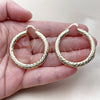 Oro Laminado Large Hoop, Gold Filled Style Hollow Design, Diamond Cutting Finish, Golden Finish, 02.213.0889.40