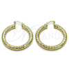 Oro Laminado Large Hoop, Gold Filled Style Hollow Design, Diamond Cutting Finish, Golden Finish, 02.213.0889.40
