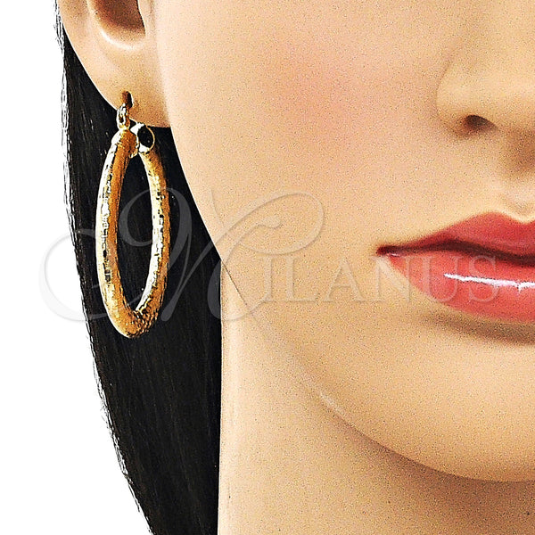 Gold Filled Hoop Earrings — Large Hoop Hollow Design Diamond Cutting 02. — alternate product view — SKU 163189 | Oro Laminado aretes de aro — Large Hoop Hollow diseño Diamond Cutting 02. — SKU 163189