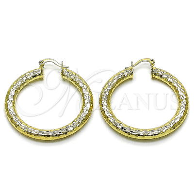 Gold Filled Hoop Earrings — Large Hoop Hollow Design Diamond Cutting 02. for wholesale, main product view