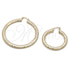 Oro Laminado Large Hoop, Gold Filled Style Hollow Design, Diamond Cutting Finish, Golden Finish, 02.213.0889.40