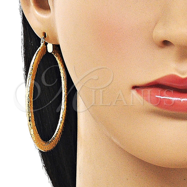 Gold Filled Hoop Earrings — Extra Large Hoop Hollow Design Diamond Cutting 02. — alternate product view — SKU 163190 | Oro Laminado aretes de aro — Extra Large Hoop Hollow diseño Diamond Cutting 02. — SKU 163190