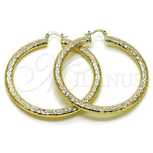 Gold Filled Hoop Earrings — Extra Large Hoop Hollow Design Diamond Cutting 02. — main product view — SKU 163190 | Oro Laminado aretes de aro — Extra Large Hoop Hollow diseño Diamond Cutting 02. — SKU 163190