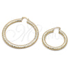 Oro Laminado Extra Large Hoop, Gold Filled Style Hollow Design, Diamond Cutting Finish, Golden Finish, 02.213.0889.60