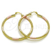 Oro Laminado Large Hoop, Gold Filled Style Hollow Design, Diamond Cutting Finish, Tricolor, 02.213.0258.1.50