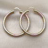 Oro Laminado Large Hoop, Gold Filled Style Hollow Design, Diamond Cutting Finish, Tricolor, 02.213.0812.1.50