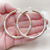 Oro Laminado Large Hoop, Gold Filled Style Hollow Design, Diamond Cutting Finish, Tricolor, 02.213.0812.1.60