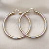 Oro Laminado Large Hoop, Gold Filled Style Hollow Design, Diamond Cutting Finish, Tricolor, 02.213.0812.1.60