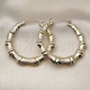 Oro Laminado Large Hoop, Gold Filled Style Bamboo and Hollow Design, Polished, Golden Finish, 02.60.0149.60