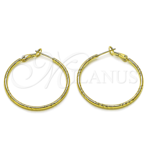 Oro Laminado Medium Hoop, Gold Filled Style Diamond Cutting Finish, Golden Finish, 02.213.0898.40