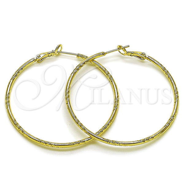 Oro Laminado Medium Hoop, Gold Filled Style Diamond Cutting Finish, Golden Finish, 02.213.0898.50