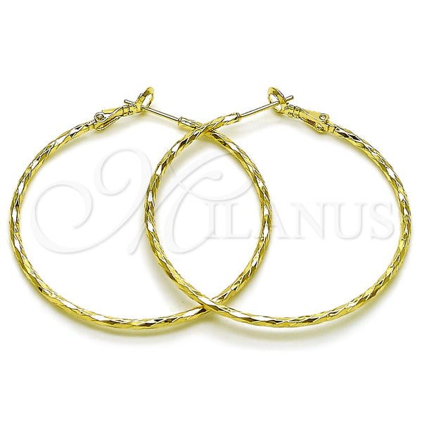 Gold Filled Hoop Earrings — Medium Hoop Diamond Cutting 02. — main product view — SKU 163198 | Oro Laminado aretes de aro — Medium Hoop Diamond Cutting 02. — SKU 163198